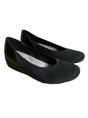 Kim Rogers Maddie Ultra Comfort Wedge Shoes Sz 9.5 Black Round Toe Flats Pumps
